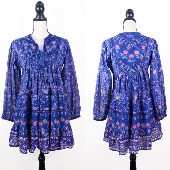 NWT Blue Boheme Sienna Long Sleeve Mini Dress, Indigo - Picture 1 of 8